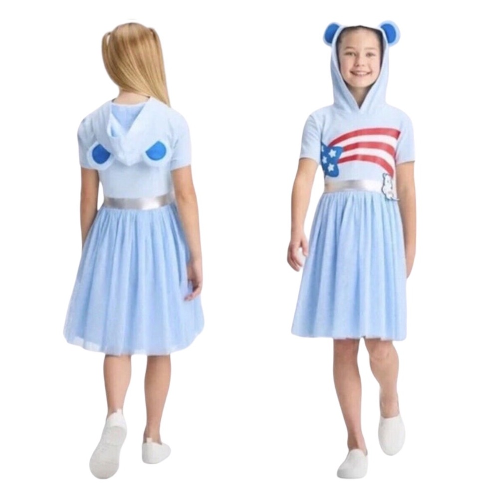 Care Bears M 8 America Blue Costume Dress Girl Independence USA Stars Stripes